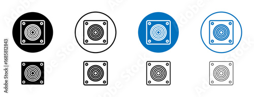 Air exhauster icons set in black and blue colors on white background