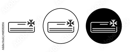 AC unit icons set in black and blue colors on white background