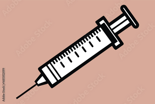 Syringe with clear markings and a sharp needle on a neutral background for medical use