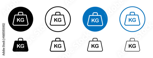 Weight icons set in black and blue colors on white background