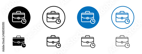 Work experience icons set in black and blue colors on white background