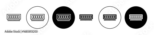 Ram memory icons set in black and blue colors on white background