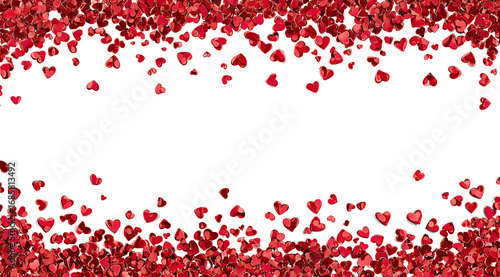 Red rose petals confetti border on black