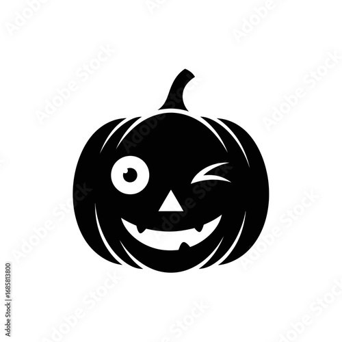 Vector art of a winking halloween pumpkin jack o lantern for holiday celebration and october fall season