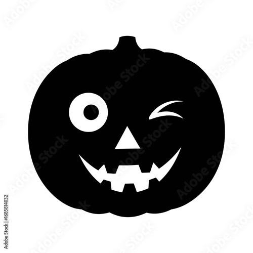 Vector art of winking halloween pumpkin, a spooky and fun decoration for the autumn holiday season, vector illustration