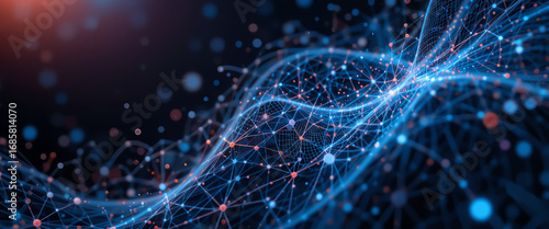 Futuristic digital technology network showcasing innovative connectivity solutions for modern data communication, cybersecurity, and virtual systems in a dynamic abstract design