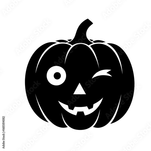 Vector art of winking jackolantern with a playful expression, a fun and spooky symbol of halloween festivities