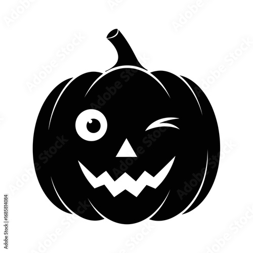 Vector art of winking jackolantern with a playful expression, a fun and spooky symbol of halloween festivities
