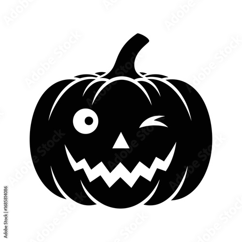 Vector art of winking halloween pumpkin, a spooky and fun decoration for the autumn holiday season, vector illustration