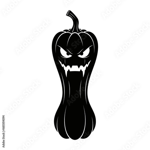 Vector art of menacing jackolantern with sharp fangs, a spooky and eerie symbol of halloween fright and terror