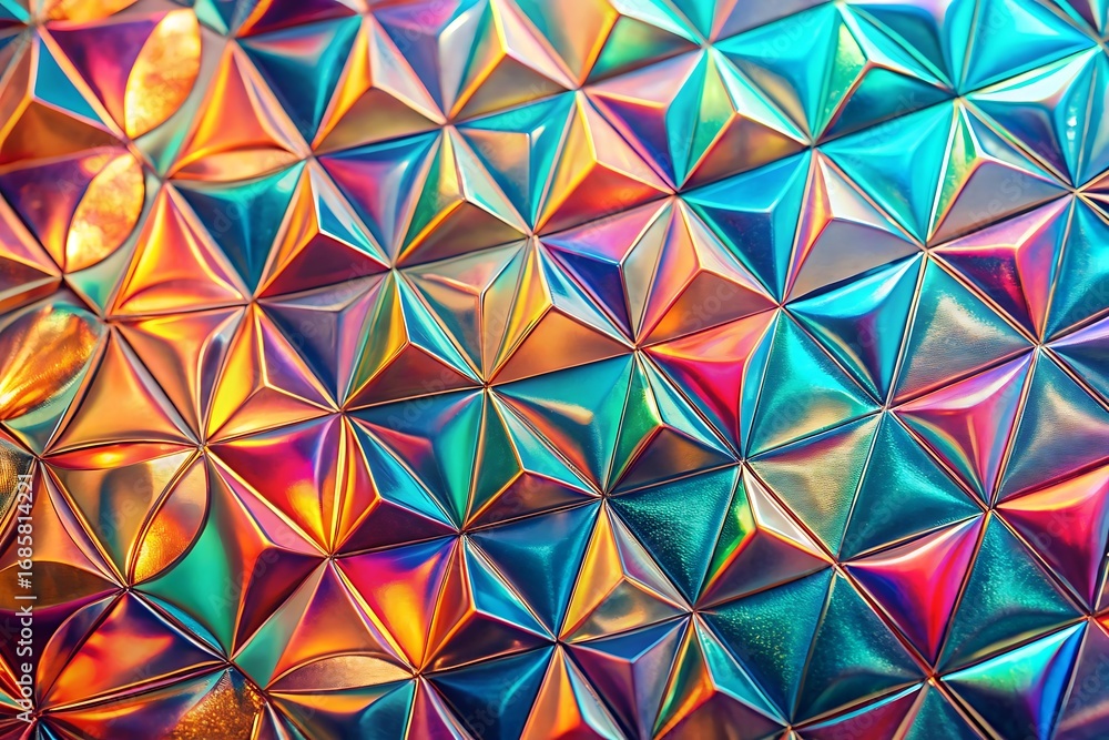 Fototapeta premium Abstract geometric background with colorful triangles and reflections
