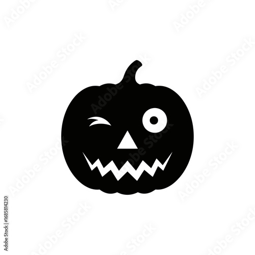 Vector art of winking halloween pumpkin jack o lantern with scary face for holiday celebration and autumn season