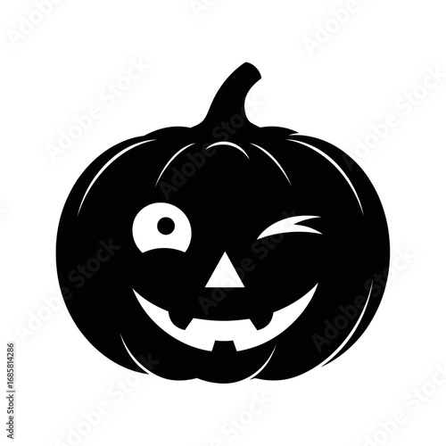 Vector art of winking halloween pumpkin jack o lantern face for holiday celebration and seasonal decoration