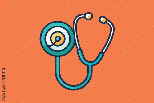Stethoscope illustration set against bright orange background for medical themes