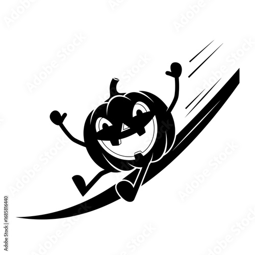 Vector art of happy halloween pumpkin sliding down for holiday decoration and design
