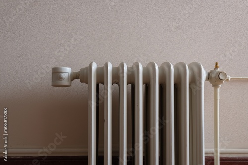 Wallpaper Mural Vintage white metal radiator against a light pink wall in minimalist interior Torontodigital.ca