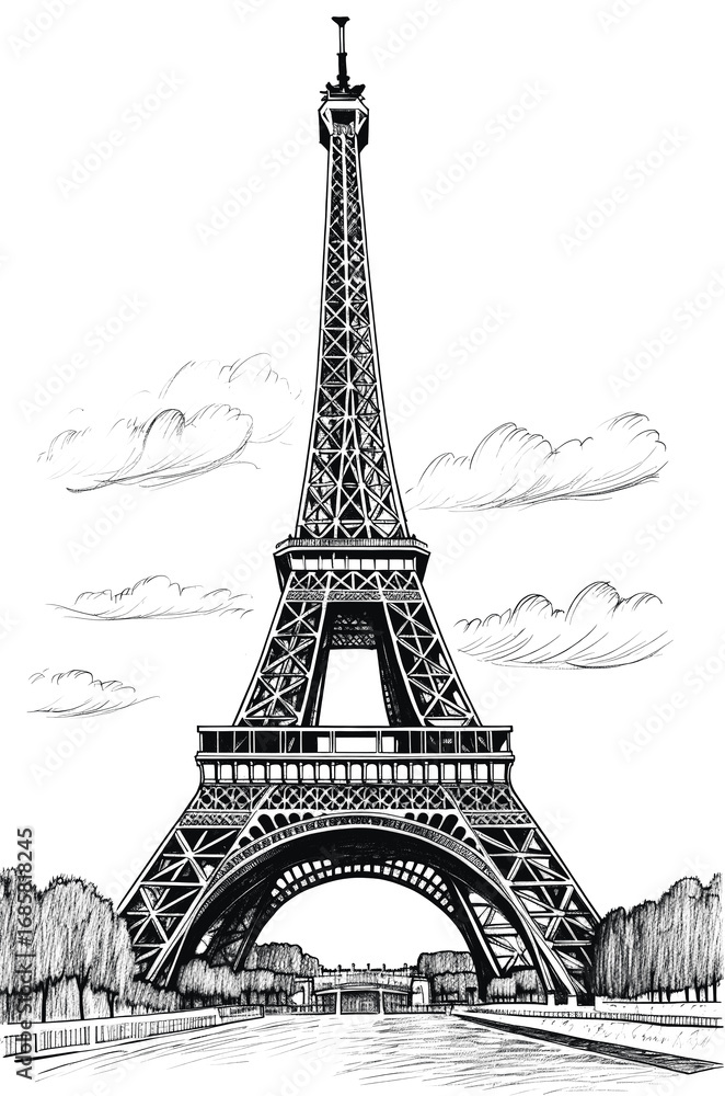 Fototapeta premium PNG Paris tower architecture building drawing.