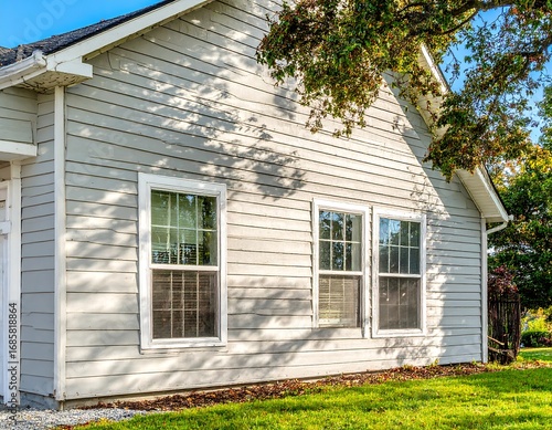 Light gray house siding with windows