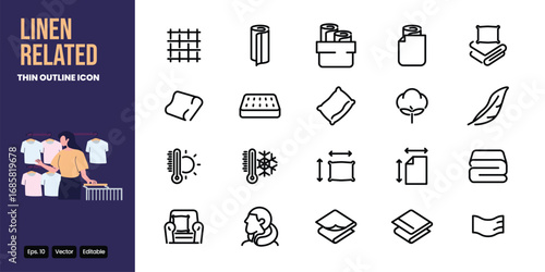 linen related thin outline icon set vector design good for web and mobile app