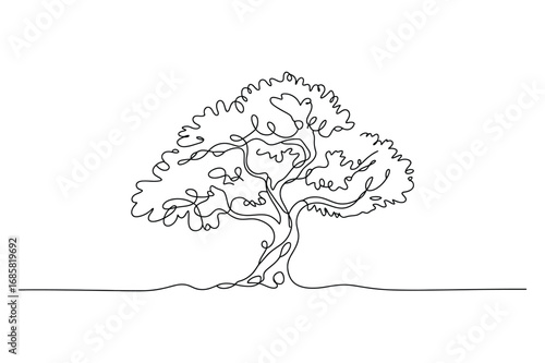 vector illustration of a One line art of a tree