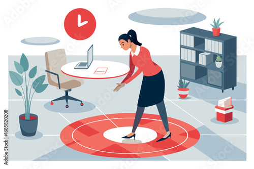 Office worker manages time effectively during a busy workday in a modern workspace