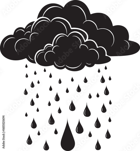 Rain Cloud Vector Silhouette