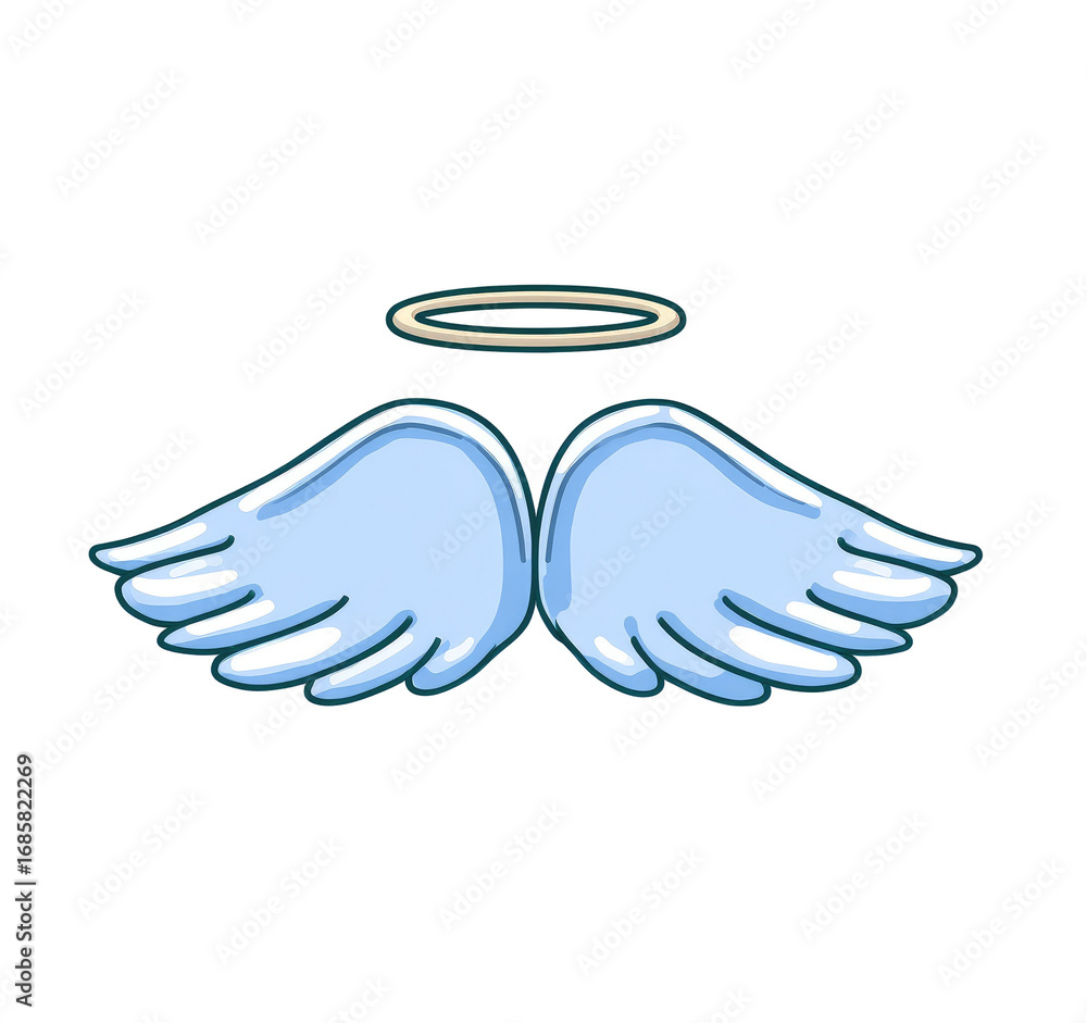 Fototapeta premium Light-blue angel wings with a halo