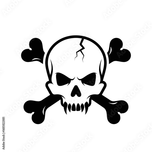 Illustration of a skull and crossbones, a symbol of death, danger, and piracy