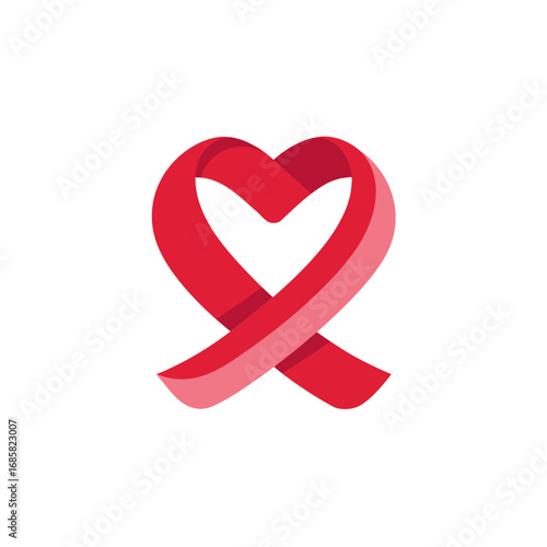 Pink Ribbon Heart Icon for Valentine’s Day, Romance, and Romantic Symbol Design