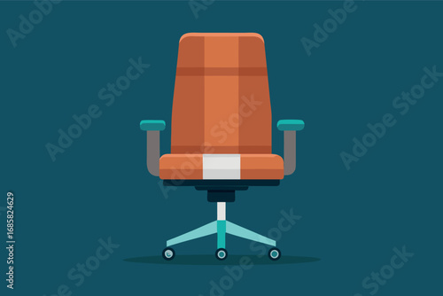 Office chair design featuring orange upholstery on a teal background