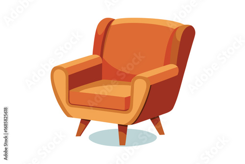 Cozy orange armchair providing comfort in a bright living room setting