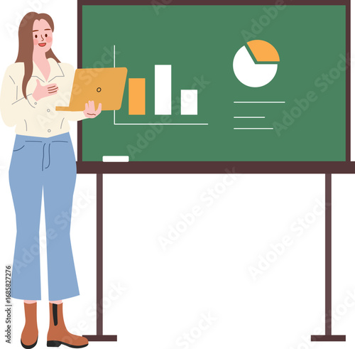 Presentation with Laptop and Charts