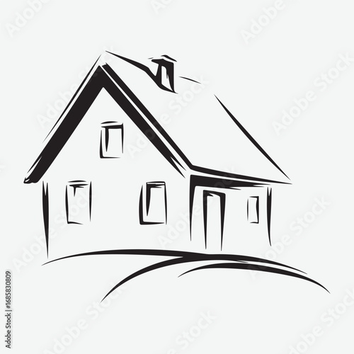 House Simple Black Design Decoration, House Graphic Isolated Silhouette Flat Black Vector Design
