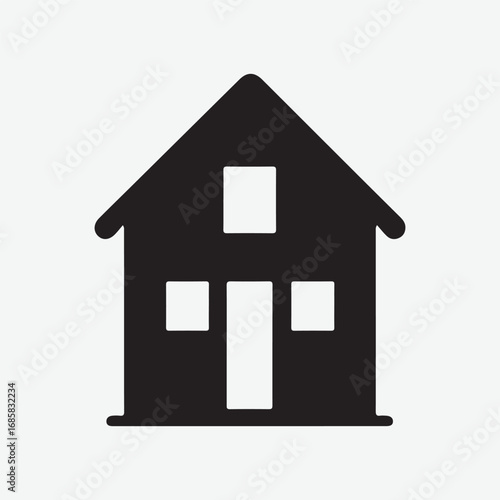 House Simple Black Design Decoration, House Graphic Isolated Silhouette Flat Black Vector Design