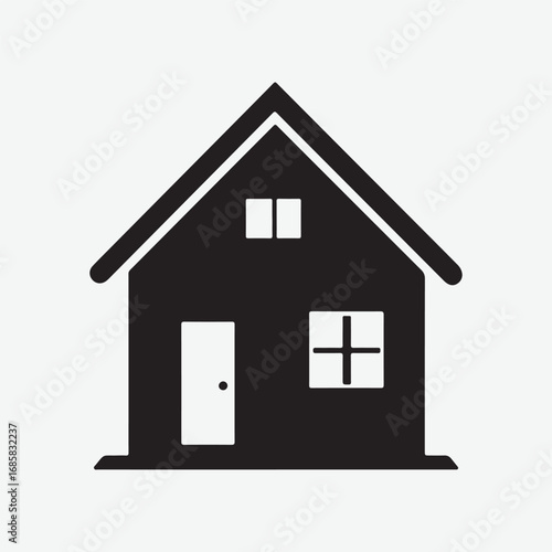 House Simple Black Design Decoration, House Graphic Isolated Silhouette Flat Black Vector Design