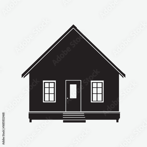 House Simple Black Design Decoration, House Graphic Isolated Silhouette Flat Black Vector Design