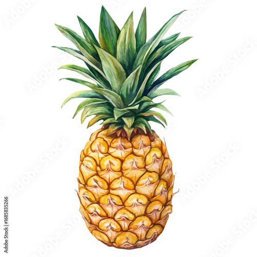 watercolor of Pineapple, vector, isolated on a white background.