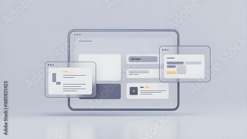 Minimal 3D workflow widgets on seamless background