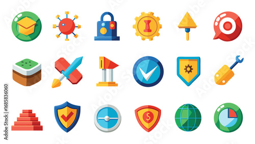 Assorted Flat Design Icons for Education Business and Technology Concepts education icons