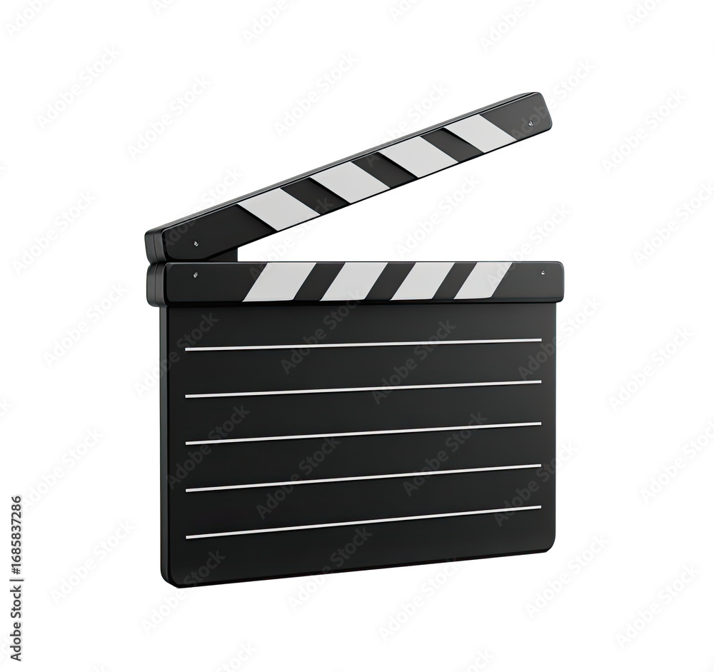 Fototapeta premium 3D rendered movie clapperboard, black and white (1)