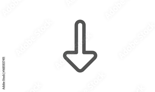 Simple downward arrow icon, dark gray outline