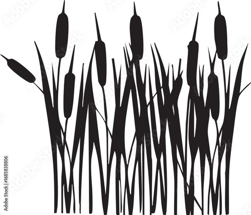 Swamp Reed Grass Silhouette Vector | Wetland Plant Illustration