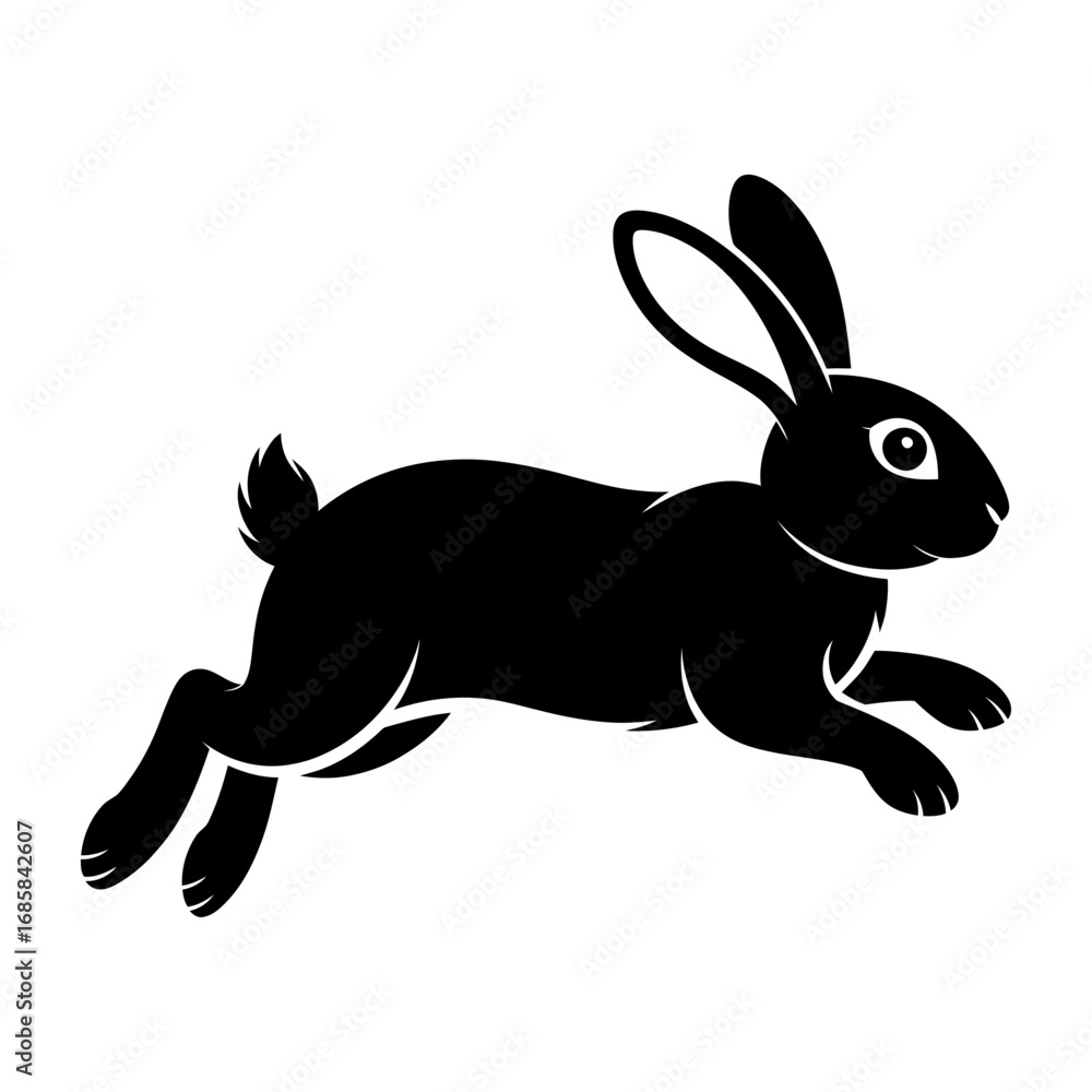 Obraz premium rabbit mid-hop silhouette vector illustration