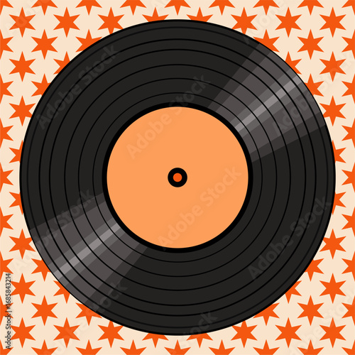  Vinyl disk retro player style illustration vector art decor design 70s, 80s, 90s music pattern