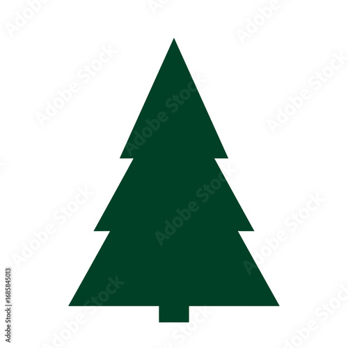 Minimalist Dark Green Evergreen Tree Silhouette Vector Graphic for Winter and Holiday Season