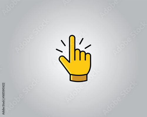 Yellow hand pointing upwards vector template icon illustration click action vector