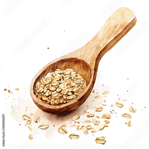 Oatmeal, watercolor vector, isolated on a white background.