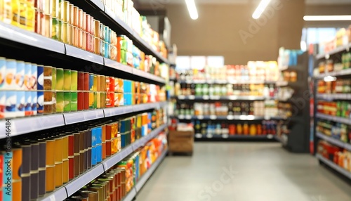 Grocery store aisle with canned goods