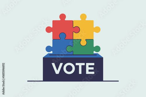Vote box puzzle pieces election democracy government political participation rights