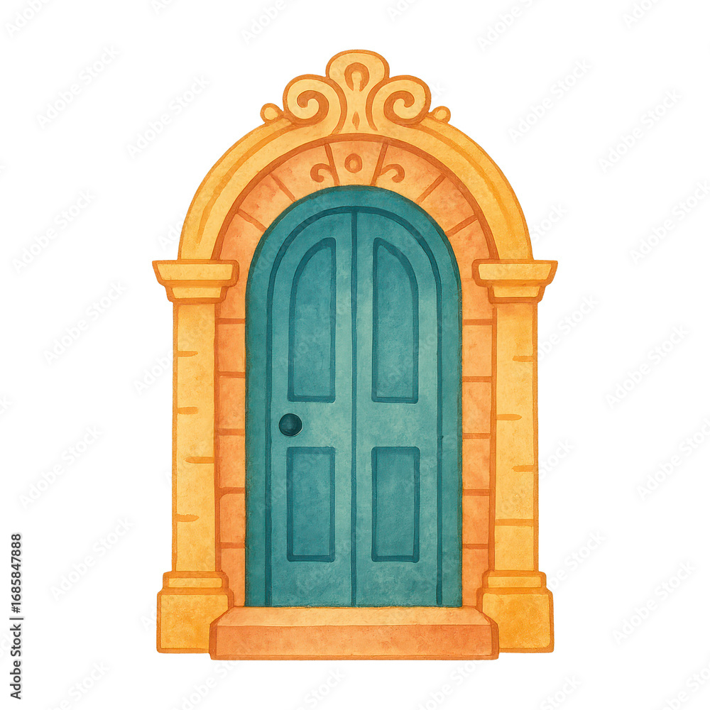 Obraz premium PNG Vintage ornate door illustration.